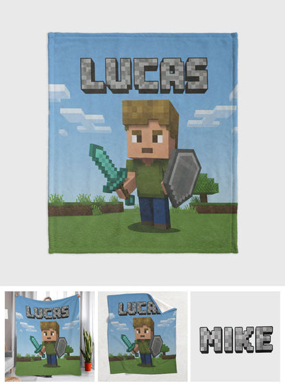 Custom Photo Role-Playing Game - Personalized Block World Blanket