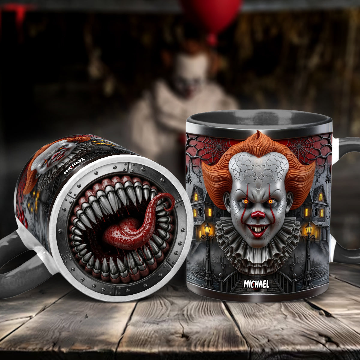 Scary Clown - Personalized Bottom Printed Accent Mug