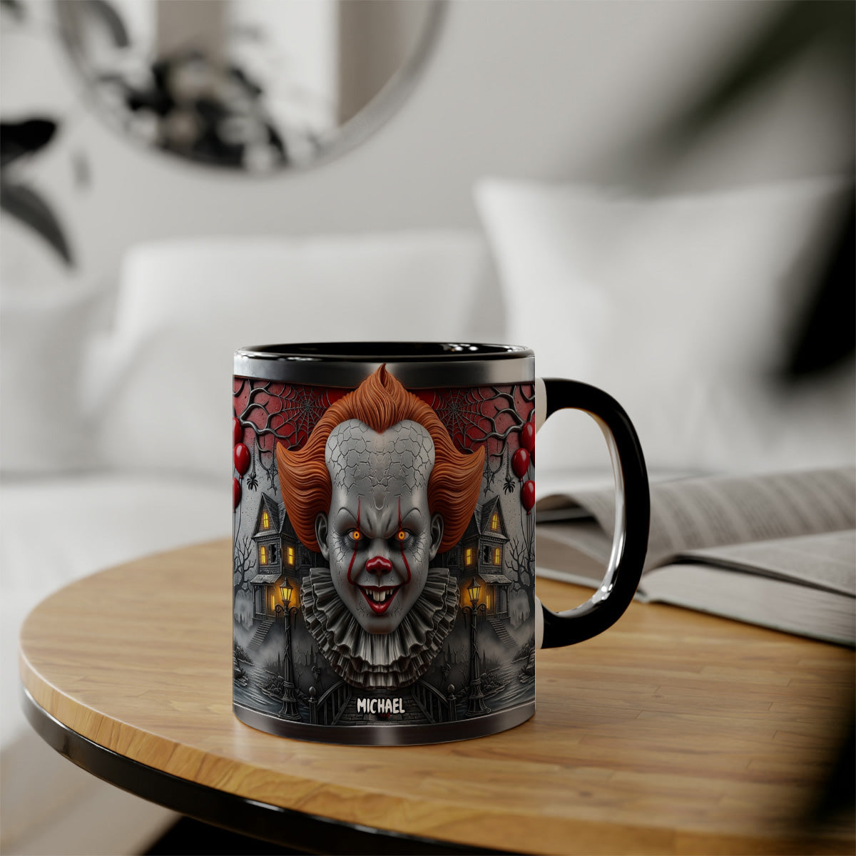 Scary Clown - Personalized Bottom Printed Accent Mug