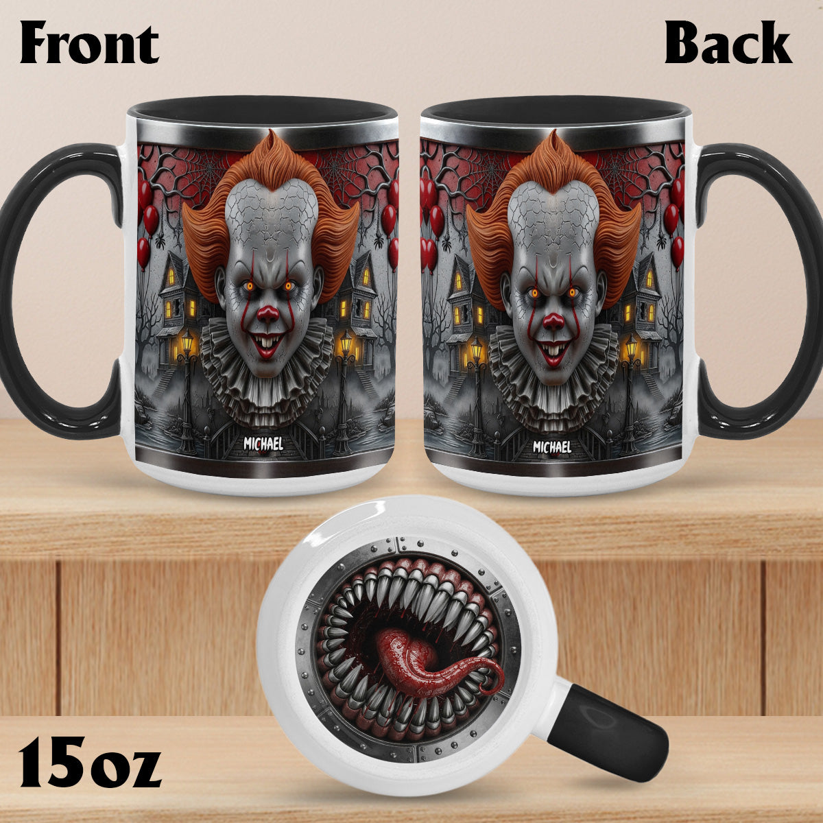 Scary Clown - Personalized Bottom Printed Accent Mug