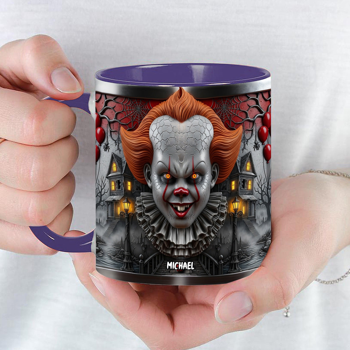 Scary Clown - Personalized Bottom Printed Accent Mug