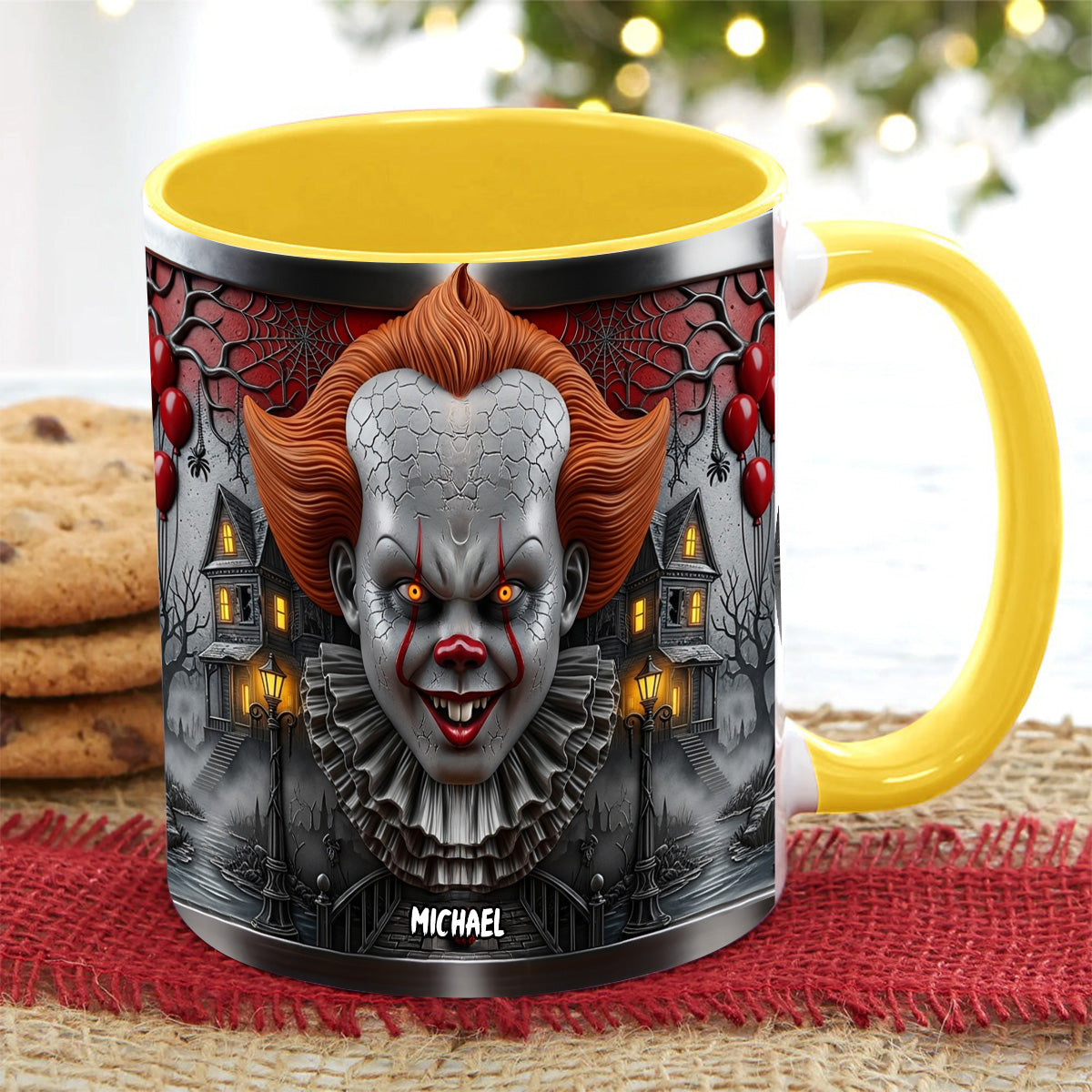 Scary Clown - Personalized Bottom Printed Accent Mug