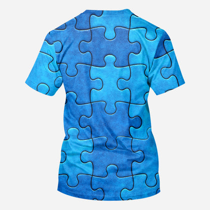 I Wear Blue For Autism Awareness - Personalized Autism Awareness All Over Shirt