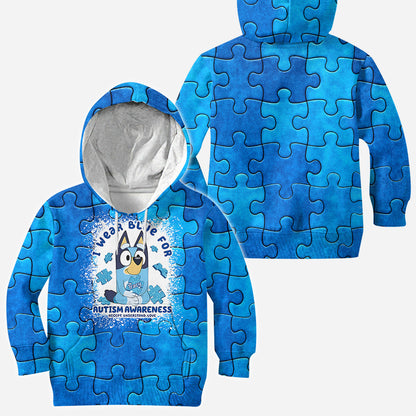 I Wear Blue For Autism Awareness - Personalized Autism Awareness All Over Shirt