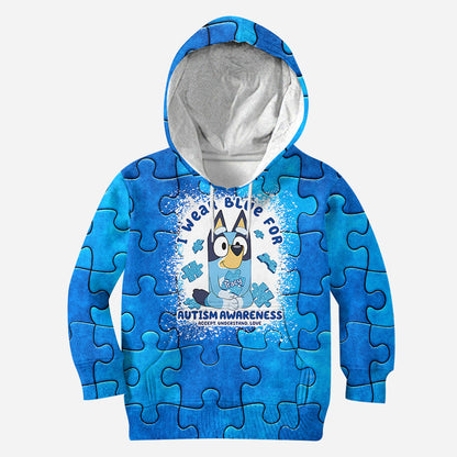 I Wear Blue For Autism Awareness - Personalized Autism Awareness All Over Shirt