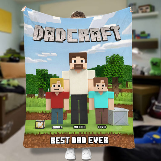 Dadcraft/ MomCraft, Gift For Game Dad/ Mom - Personalized Block World Blanket