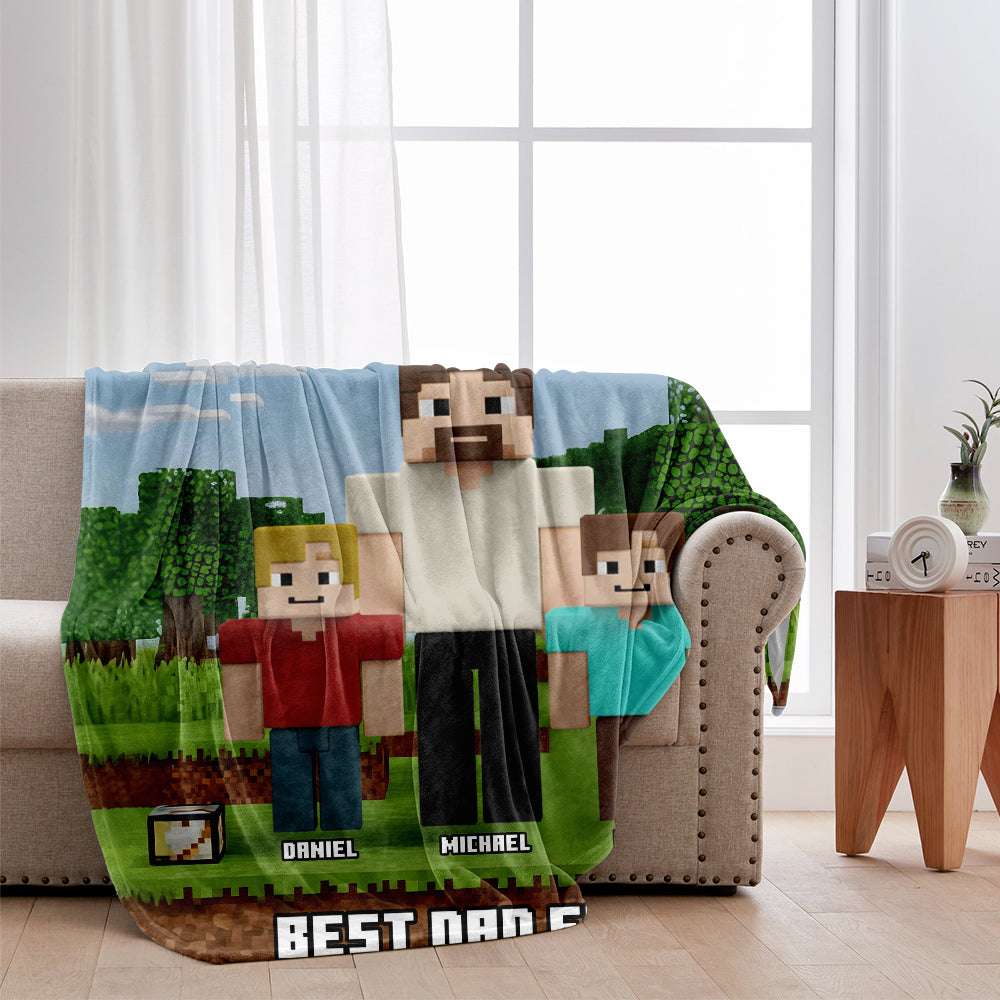 Dadcraft/ MomCraft, Gift For Game Dad/ Mom - Personalized Block World Blanket