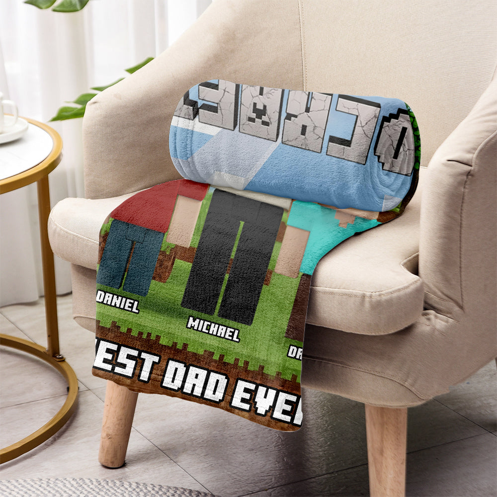 Dadcraft/ MomCraft, Gift For Game Dad/ Mom - Personalized Block World Blanket