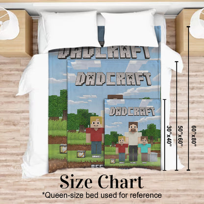 Dadcraft/ MomCraft, Gift For Game Dad/ Mom - Personalized Block World Blanket