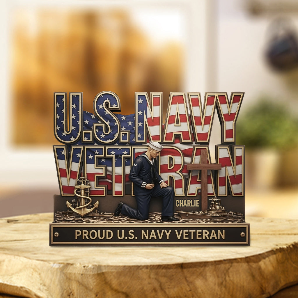 Proud Veteran - Personalized Veteran Custom Shaped Acrylic Plaque