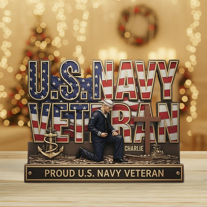 Proud Veteran - Personalized Veteran Custom Shaped Acrylic Plaque