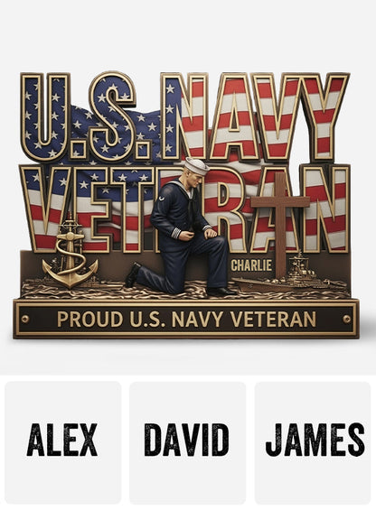 Proud Veteran - Personalized Veteran Custom Shaped Acrylic Plaque