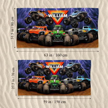 Cool Truck - Personalized Kid Quick-dry Beach Towel/ Bath Towel