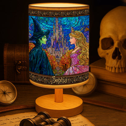 Changed For Good - Personalized Green and Pink Table Lamp With Wood Base