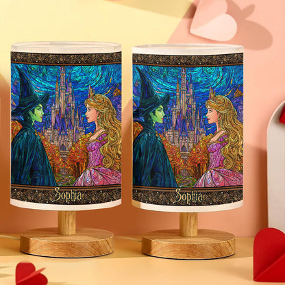 Changed For Good - Personalized Green and Pink Table Lamp With Wood Base