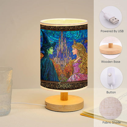Changed For Good - Personalized Green and Pink Table Lamp With Wood Base