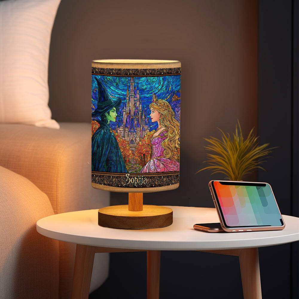 Changed For Good - Personalized Green and Pink Table Lamp With Wood Base