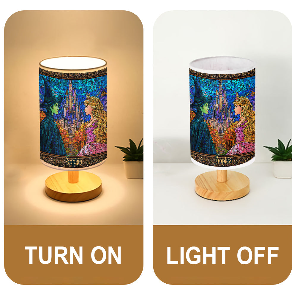 Changed For Good - Personalized Green and Pink Table Lamp With Wood Base