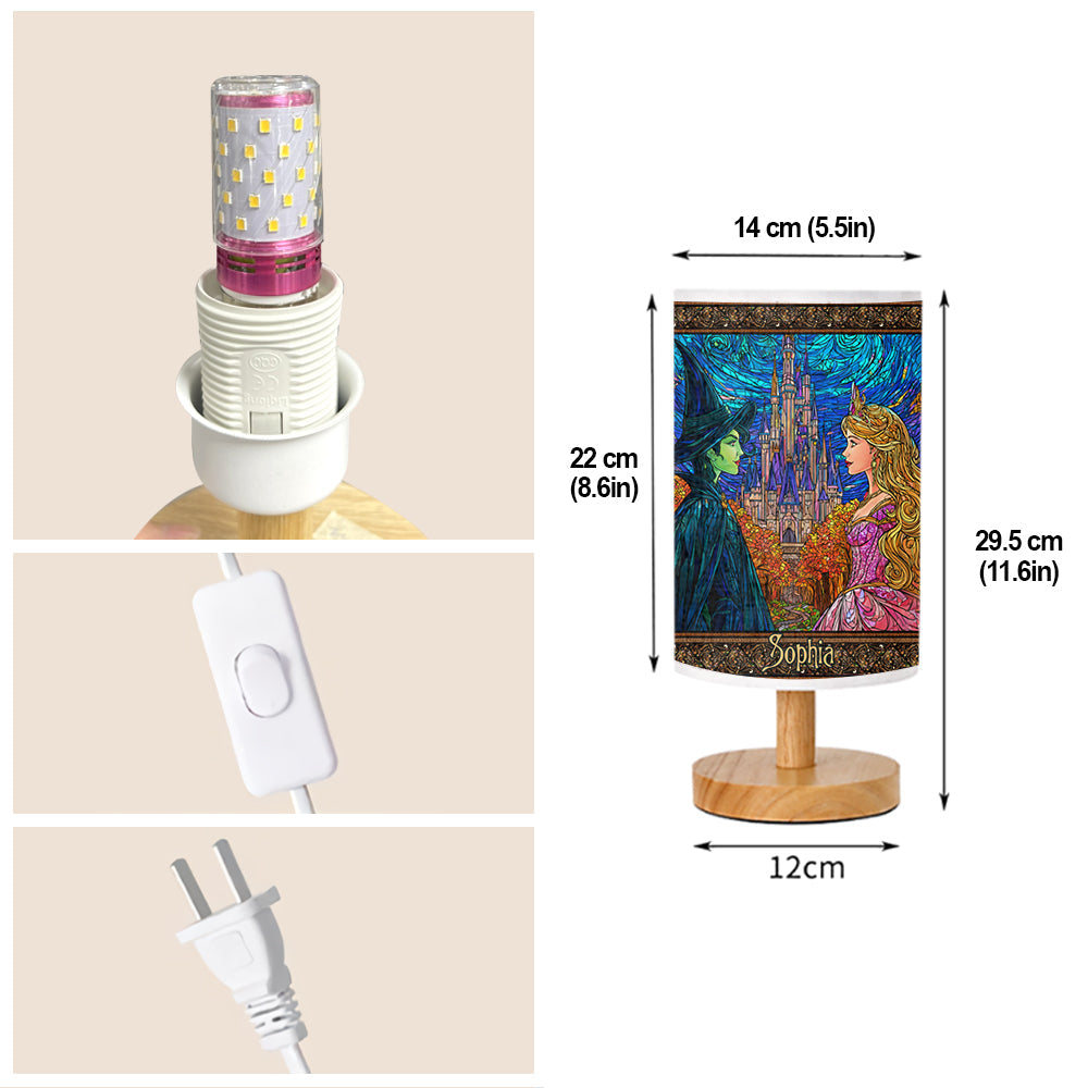 Changed For Good - Personalized Green and Pink Table Lamp With Wood Base