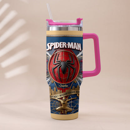 Friendly Neighborhood Hero - Personalized Spider-Verse Tumbler With Plush Charm