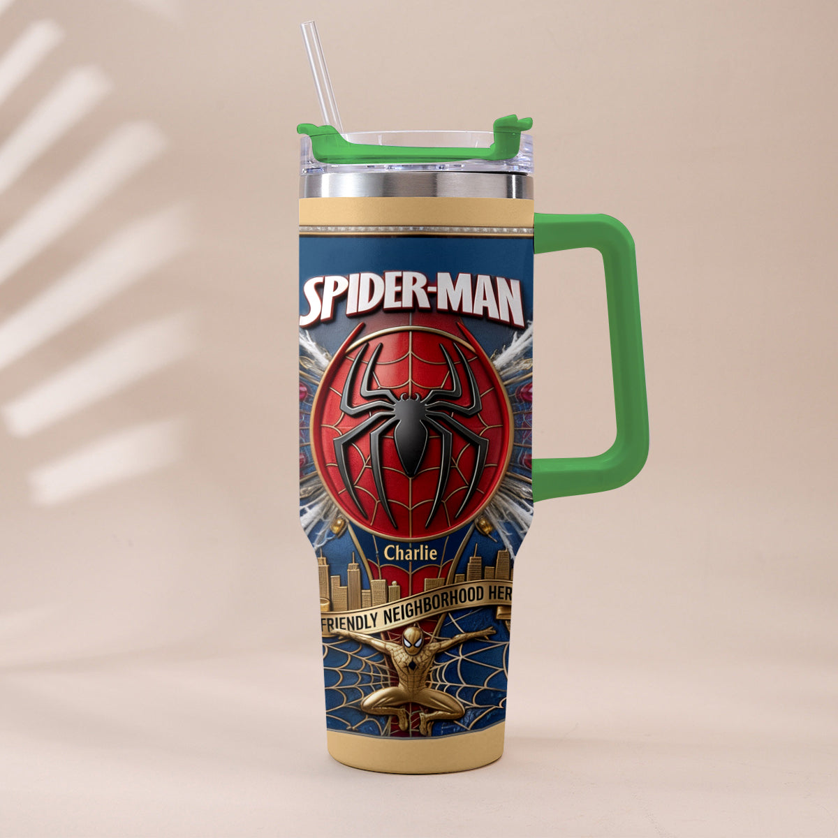 Friendly Neighborhood Hero - Personalized Spider-Verse Tumbler With Plush Charm