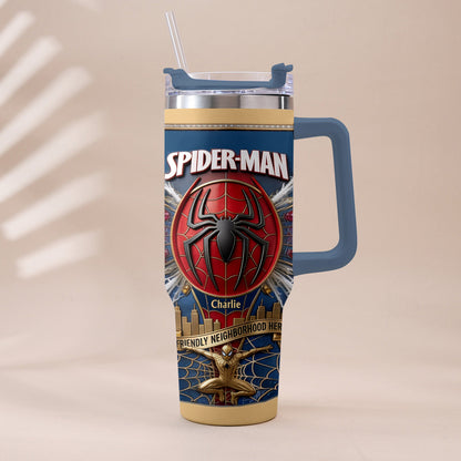Friendly Neighborhood Hero - Personalized Spider-Verse Tumbler With Plush Charm