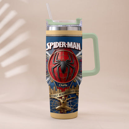 Friendly Neighborhood Hero - Personalized Spider-Verse Tumbler With Plush Charm