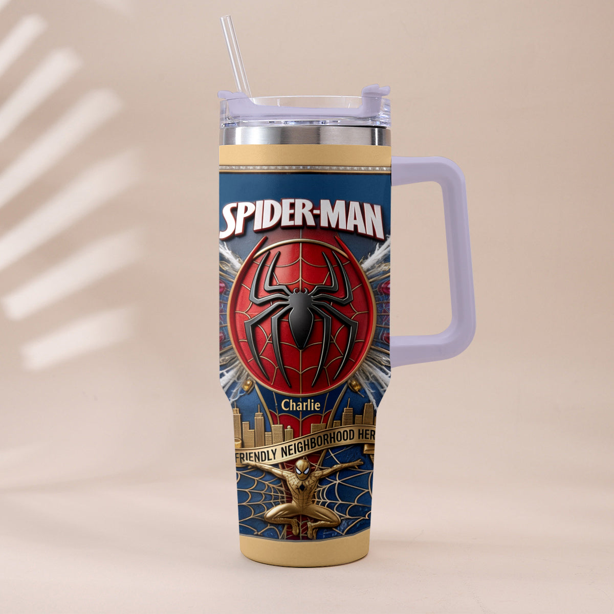 Friendly Neighborhood Hero - Personalized Spider-Verse Tumbler With Plush Charm