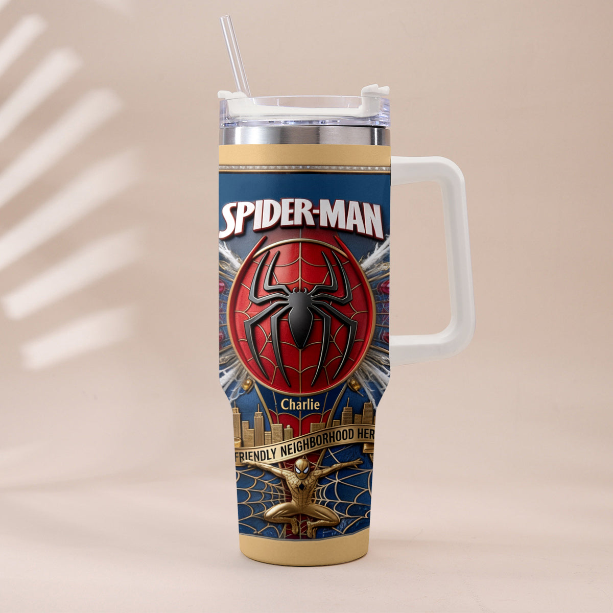 Friendly Neighborhood Hero - Personalized Spider-Verse Tumbler With Plush Charm