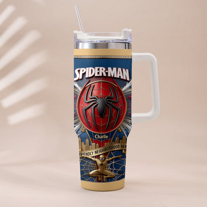 Friendly Neighborhood Hero - Personalized Spider-Verse Tumbler With Plush Charm