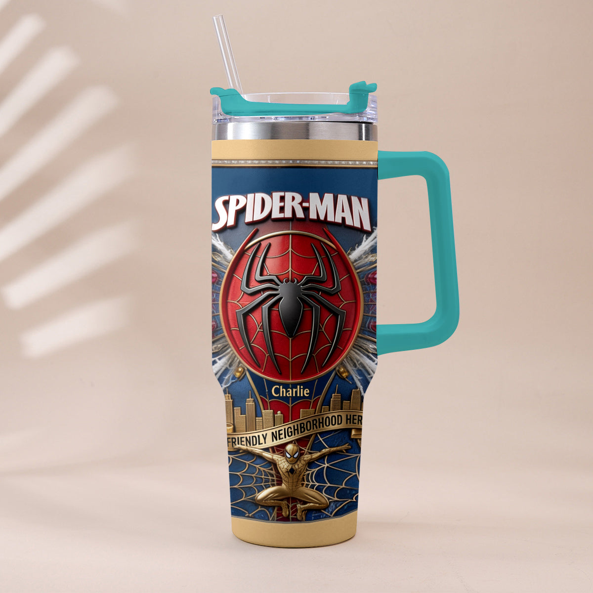 Friendly Neighborhood Hero - Personalized Spider-Verse Tumbler With Plush Charm