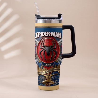 Friendly Neighborhood Hero - Personalized Spider-Verse Tumbler With Plush Charm