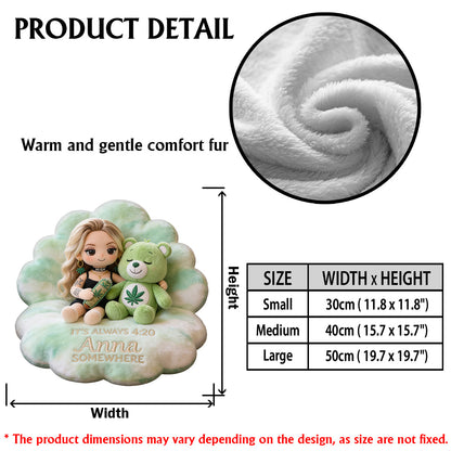 The Bear Who Doesn't Care - Personalized Weed Premium Faux Fur Pillow