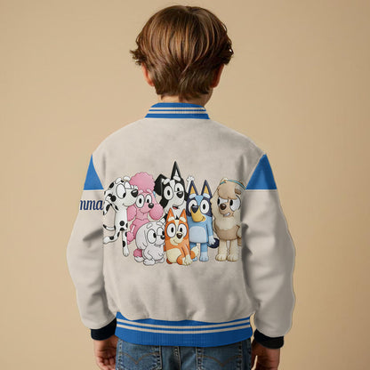 Cute Dog Friends - Personalized Blue Dog Varsity Jacket