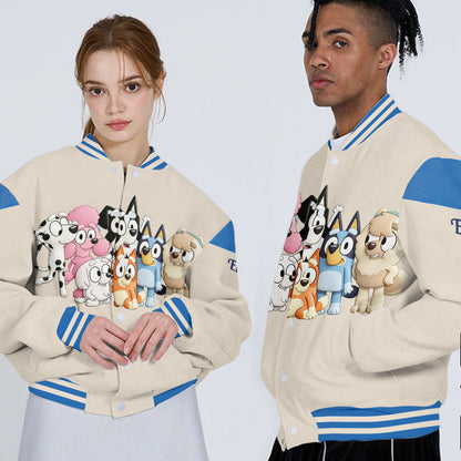 Cute Dog Friends - Personalized Blue Dog Varsity Jacket