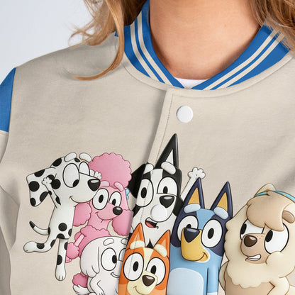 Cute Dog Friends - Personalized Blue Dog Varsity Jacket