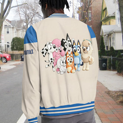 Cute Dog Friends - Personalized Blue Dog Varsity Jacket