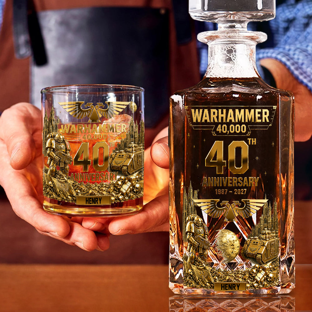 The Grimdark Millennium – 40th Anniversary - Personalized Endless War Whiskey Decanter Set