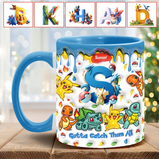 Gotta Catch Them All - Personalized Monster Trainer Accent Mug