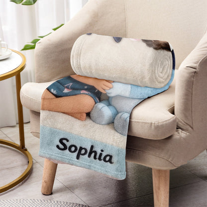Cute Friend - Personalized Blue Dog Blanket