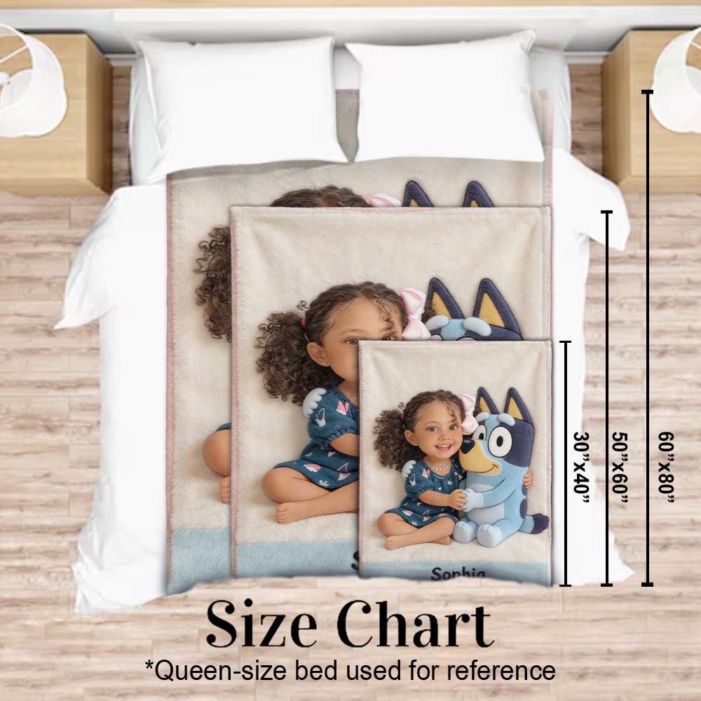 Cute Friend - Personalized Blue Dog Blanket