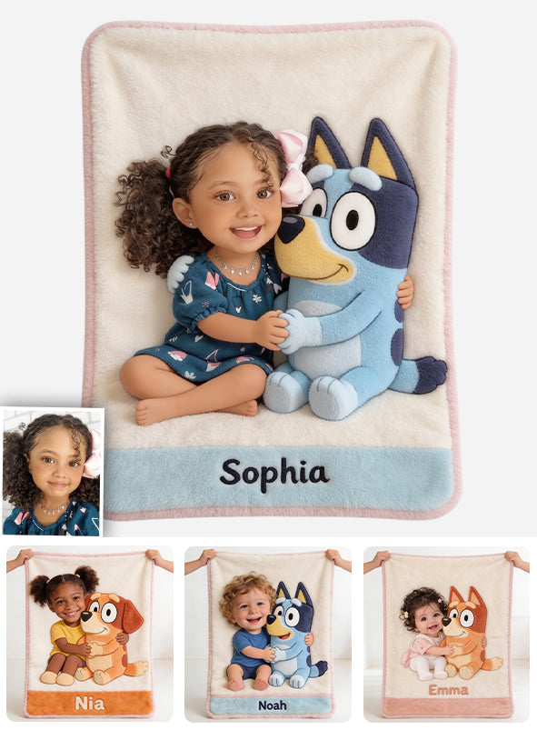 Cute Friend - Personalized Blue Dog Blanket