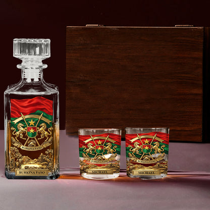 Proud Burkina Faso - Personalized Expats Whiskey Decanter Set