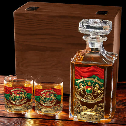 Proud Burkina Faso - Personalized Expats Whiskey Decanter Set