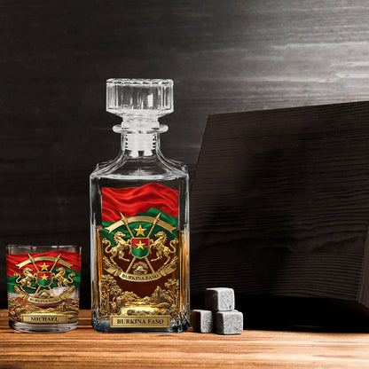 Proud Burkina Faso - Personalized Expats Whiskey Decanter Set