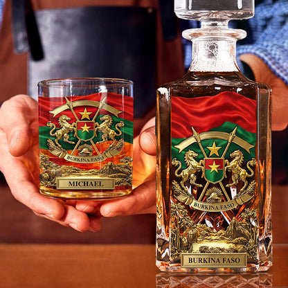 Proud Burkina Faso - Personalized Expats Whiskey Decanter Set