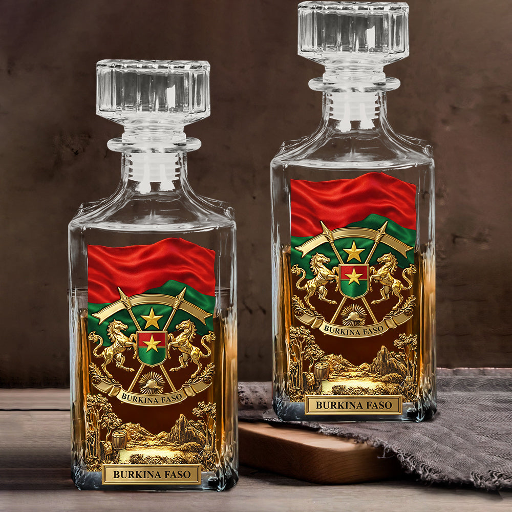 Proud Burkina Faso - Personalized Expats Whiskey Decanter Set