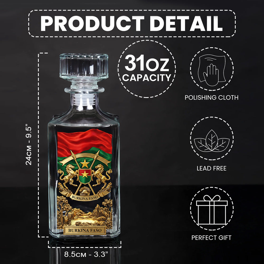 Proud Burkina Faso - Personalized Expats Whiskey Decanter Set