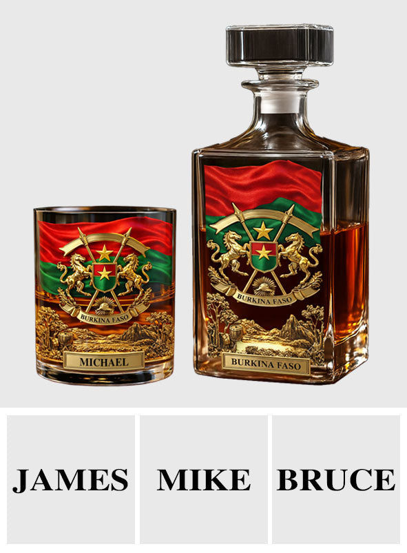 Proud Burkina Faso - Personalized Expats Whiskey Decanter Set