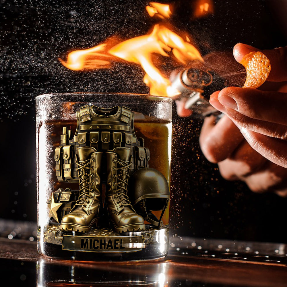 Military Uniform - Personalized Veteran Whiskey Glass